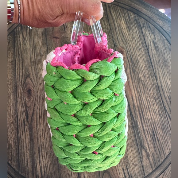 NWT Kate Spade Watermelon Woven Straw Small Tote Picnic Perfect Pink Multi - Picture 12 of 16